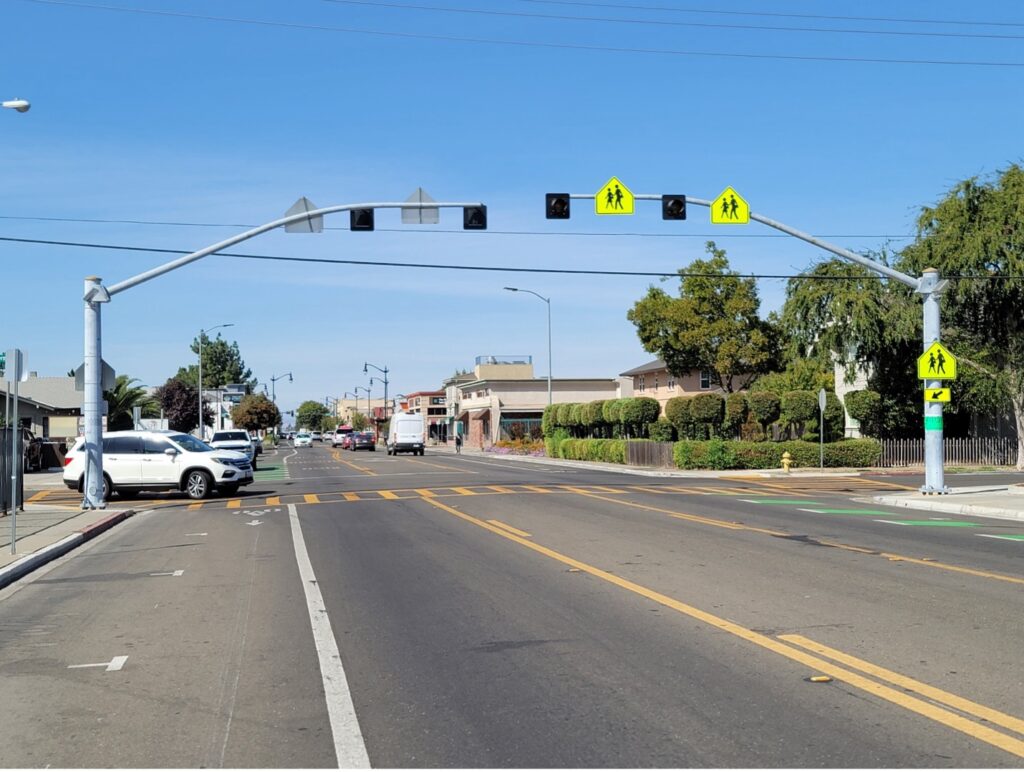 Some of the traffic improvements include: (i) high visibility crosswalks.