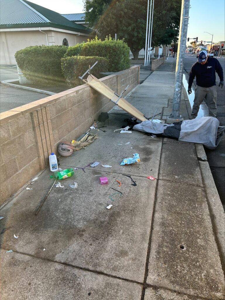 An example of trash on Manteca’s streets. This is Before…